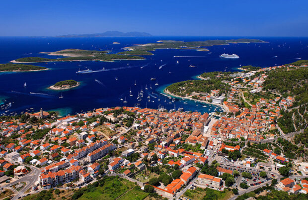 Town of Hvar from plane